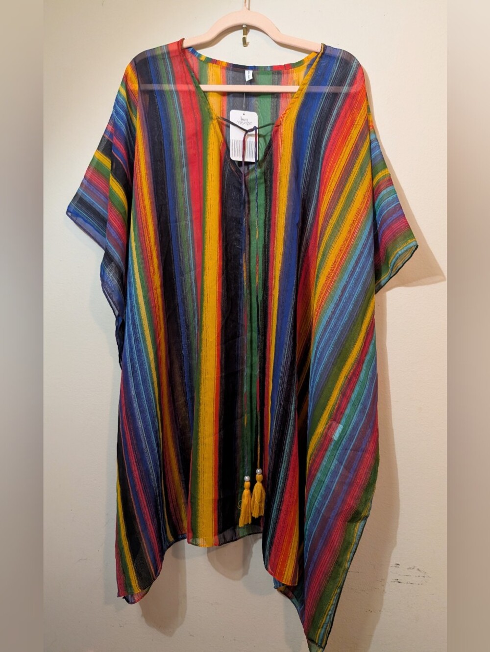 Rainbow Vertical Striped Swimsuit Cover Up Bon Voyage One Size